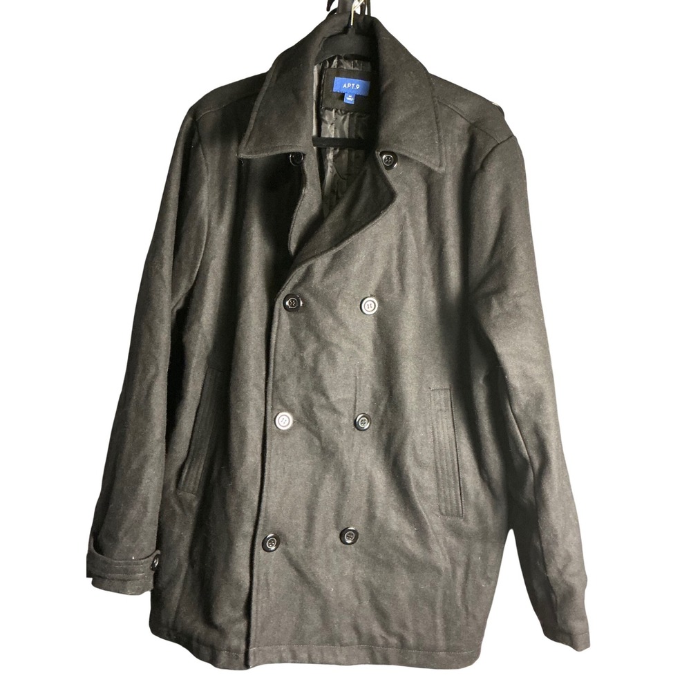 Apt 9 Women Double Breasted Wool Blend Peacoat Jacket Black Size Medium